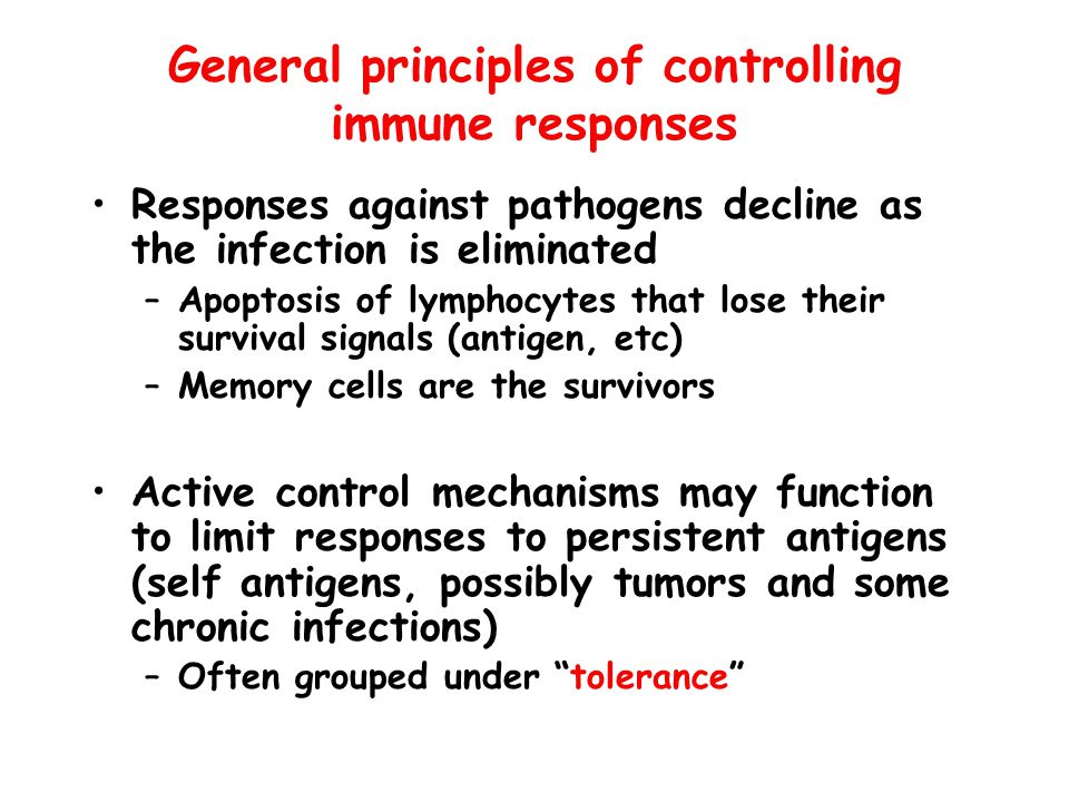 General principles of controlling immune responses