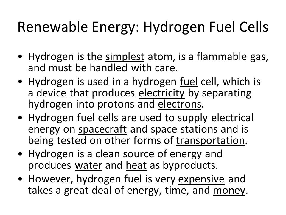 Renewable Energy: Hydrogen Fuel Cells