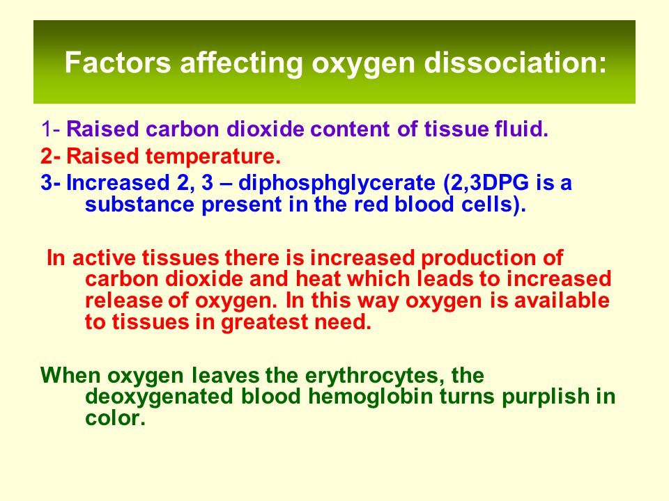 Factors affecting oxygen dissociation: