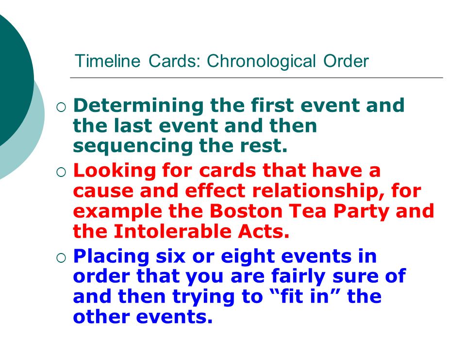 Timeline Cards: Chronological Order