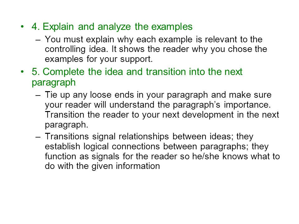 4. Explain and analyze the examples