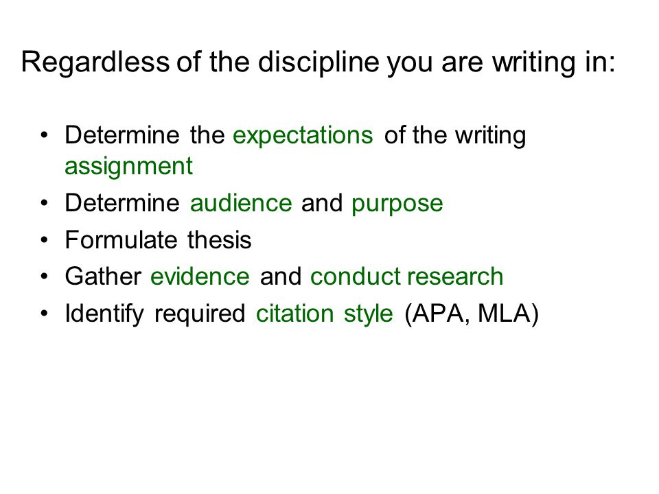 Regardless of the discipline you are writing in: