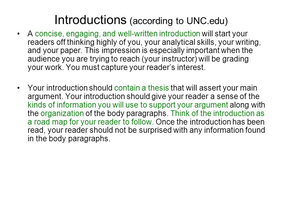 Introductions (according to UNC.edu)