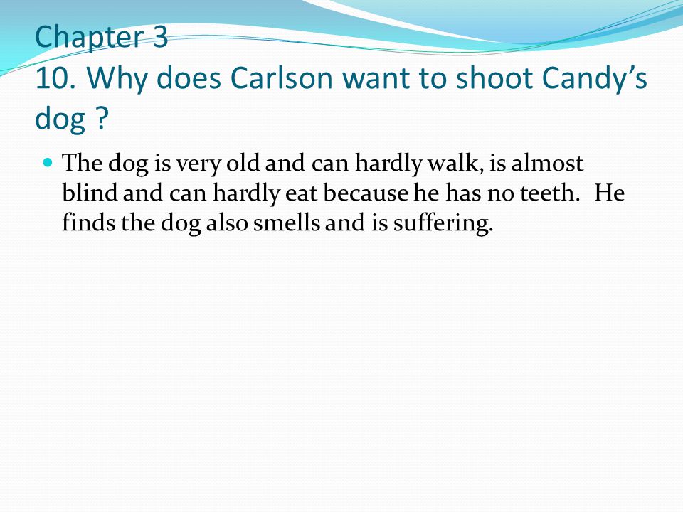 Chapter Why does Carlson want to shoot Candy’s dog