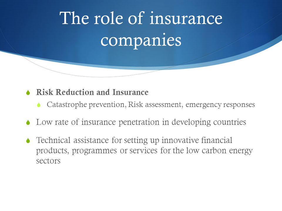 The role of insurance companies