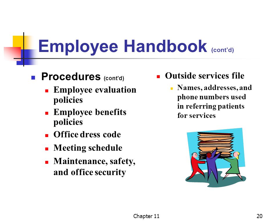 Employee Handbook (cont’d)