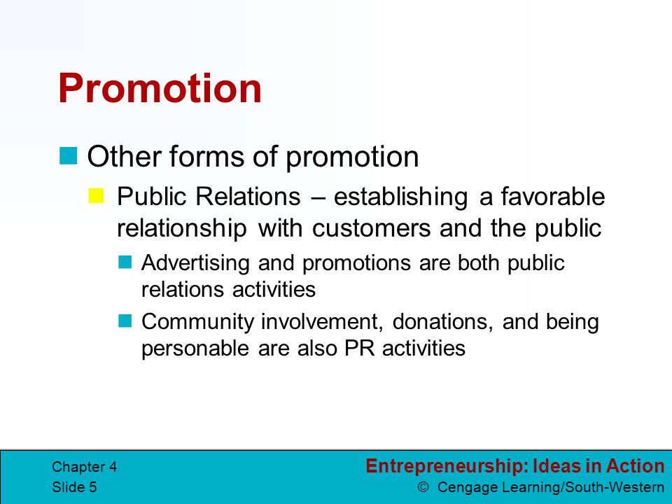 Promotion Other forms of promotion