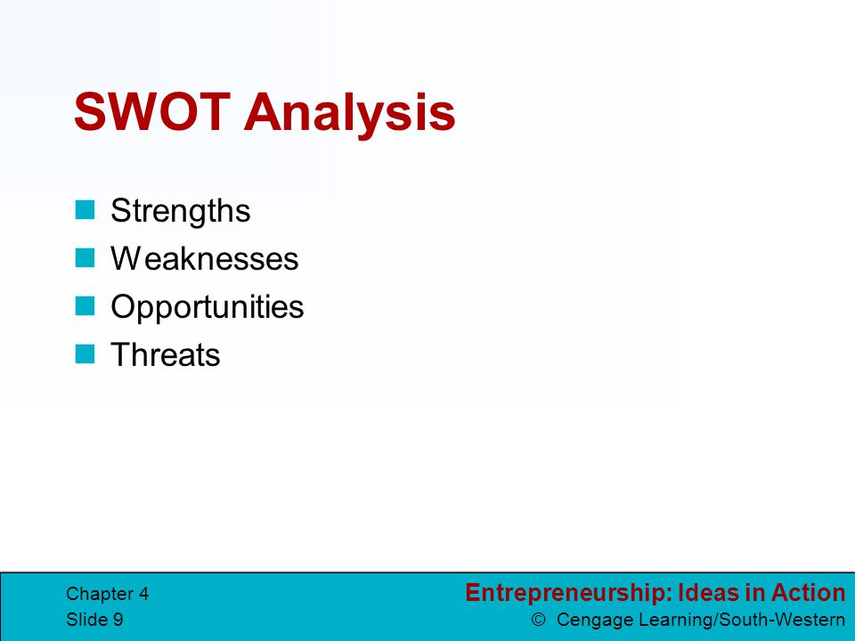 SWOT Analysis Strengths Weaknesses Opportunities Threats Chapter 4