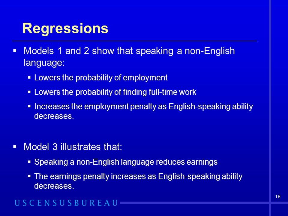 Regressions Models 1 and 2 show that speaking a non-English language: