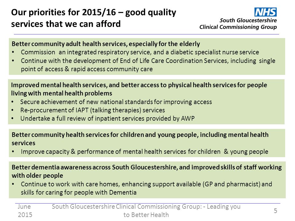 Our priorities for 2015/16 – good quality services that we can afford