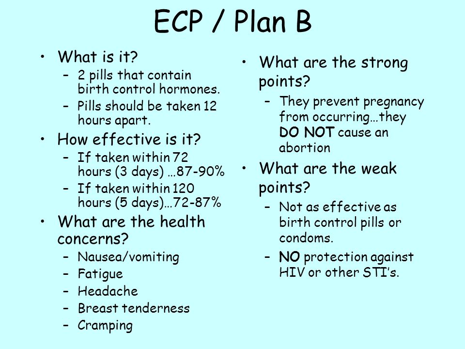ECP / Plan B What is it What are the strong points