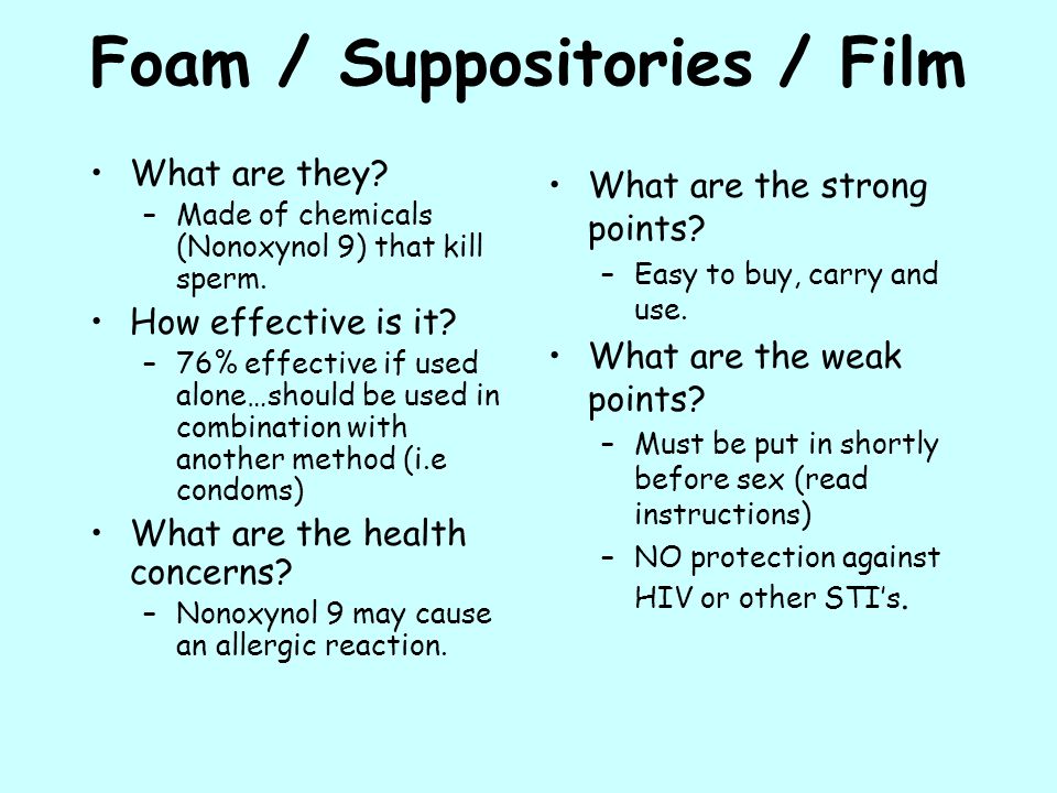 Foam / Suppositories / Film