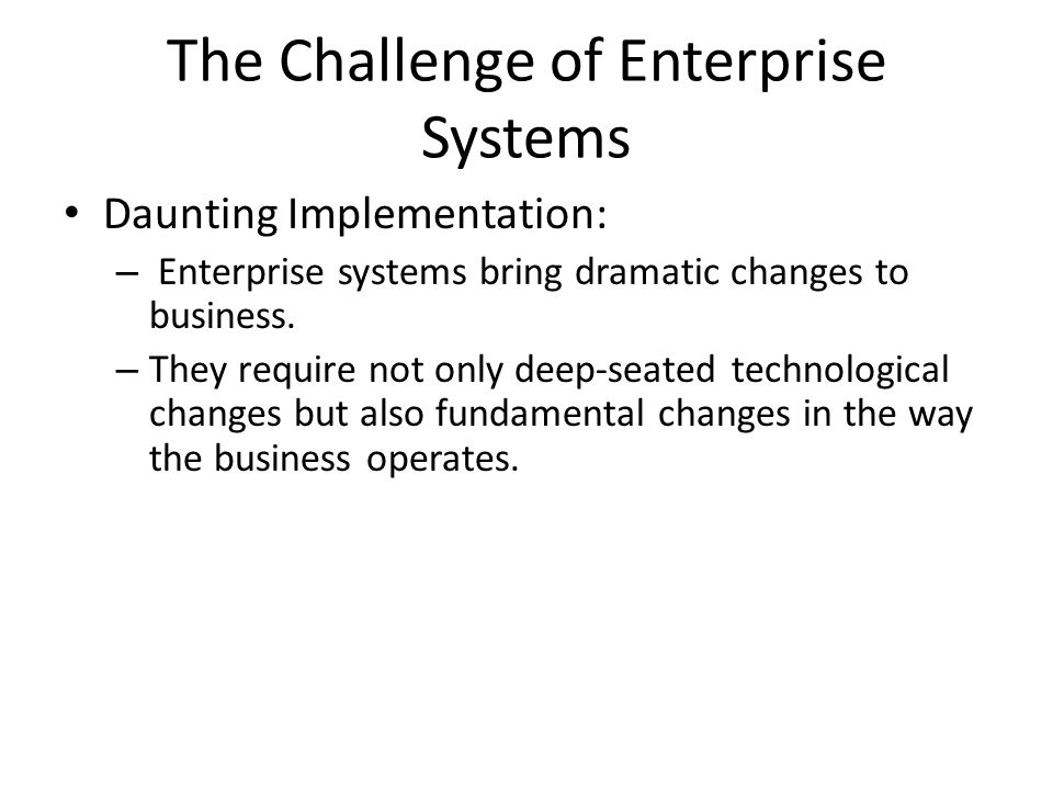 The Challenge of Enterprise Systems