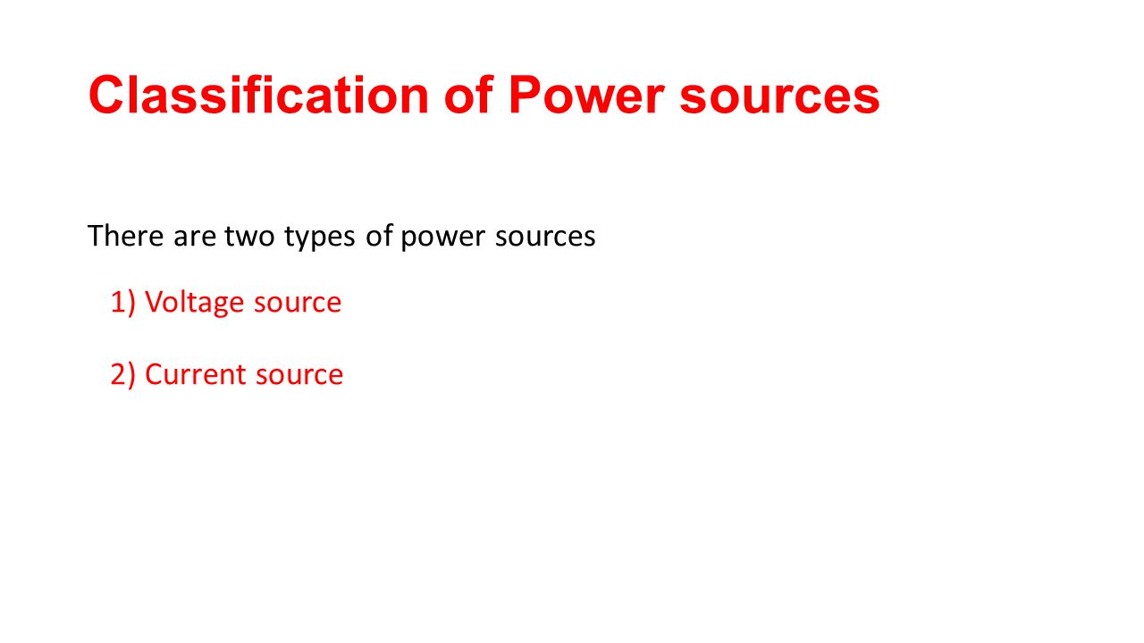Classification of Power sources