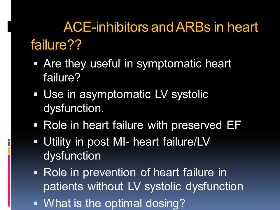 ACE-inhibitors and ARBs in heart failure