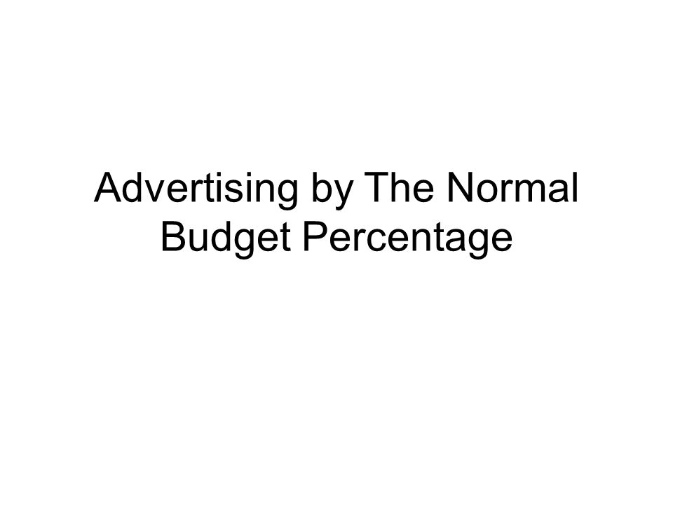 Advertising by The Normal Budget Percentage