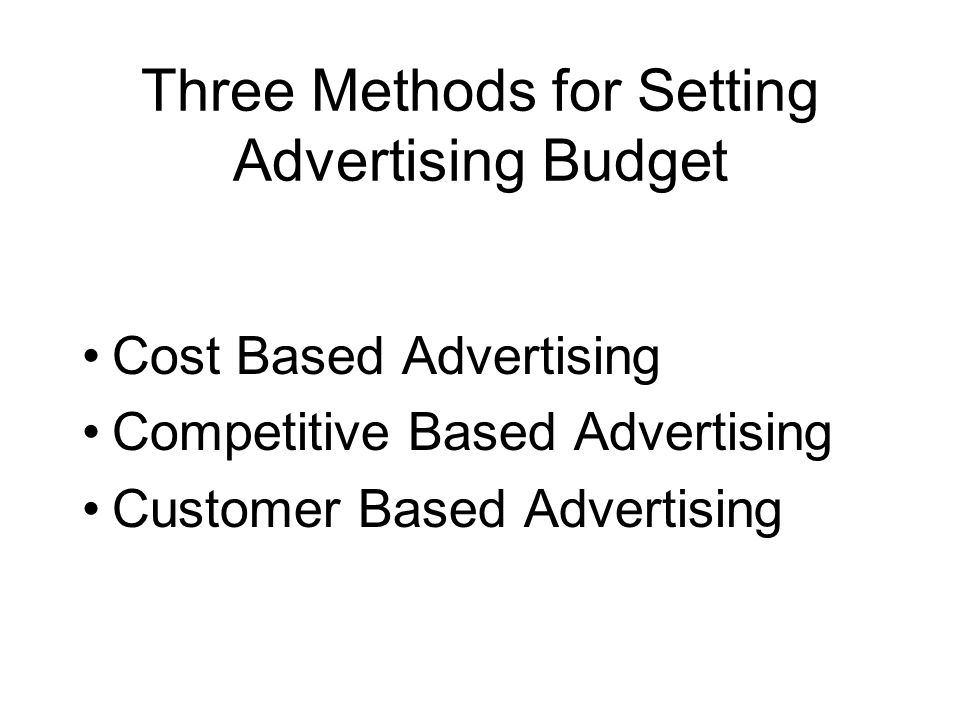 Three Methods for Setting Advertising Budget