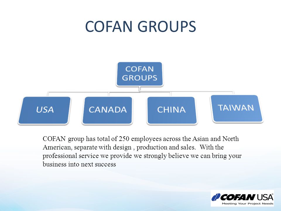 COFAN GROUPS COFAN GROUPS USA CANADA CHINA TAIWAN