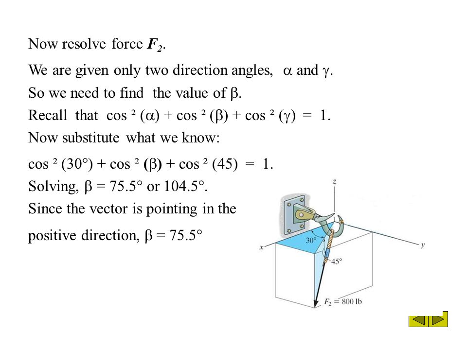 We are given only two direction angles,  and .