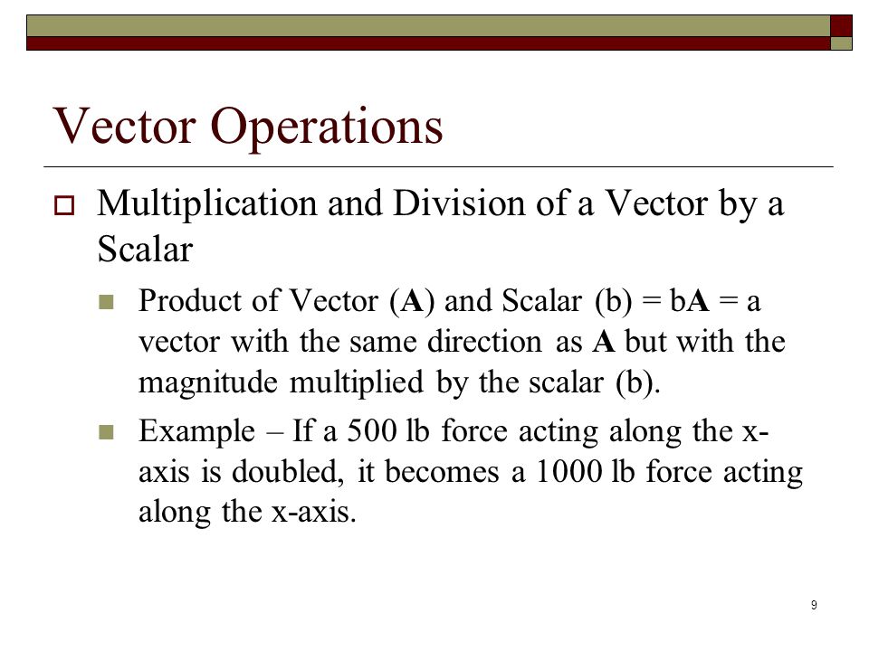 Vector Operations Multiplication and Division of a Vector by a Scalar