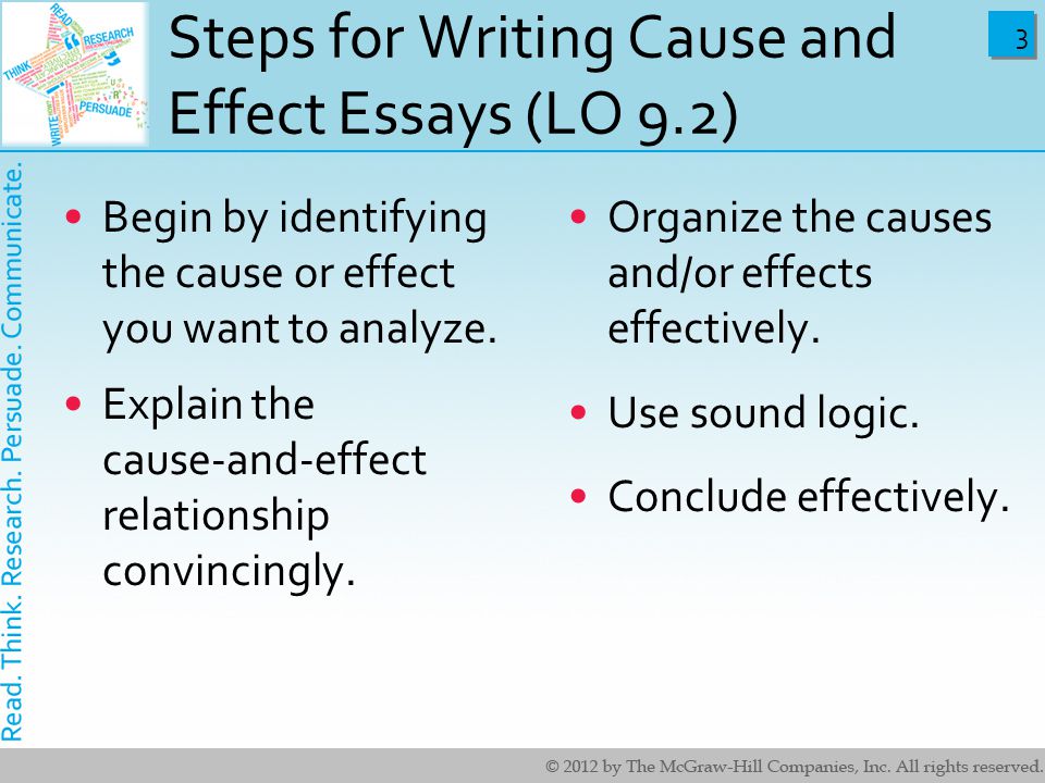 Steps for Writing Cause and Effect Essays (LO 9.2)
