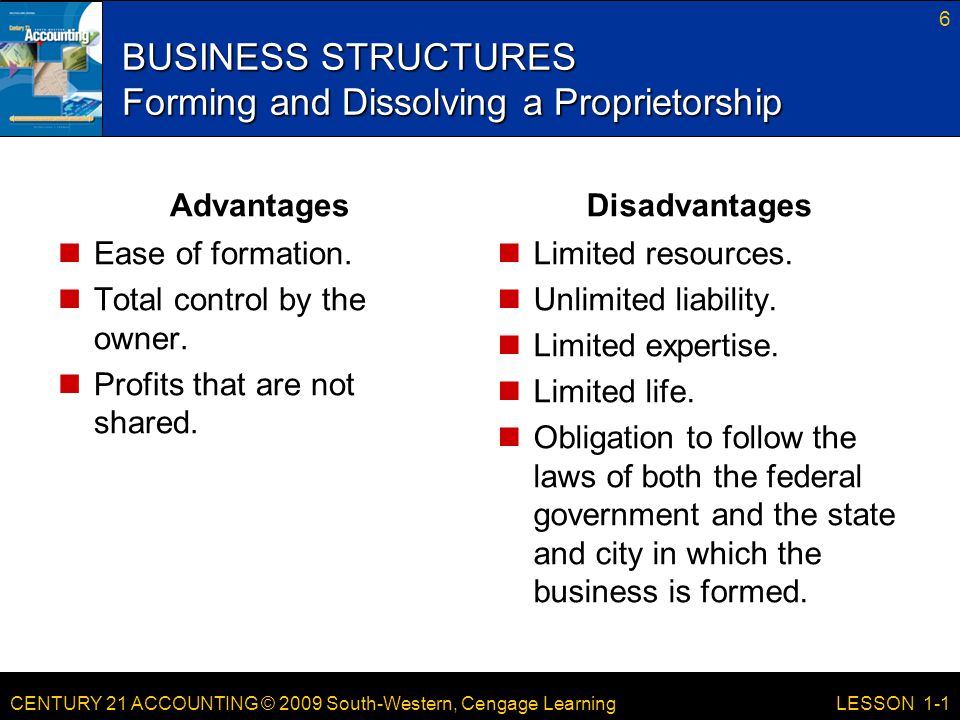 BUSINESS STRUCTURES Forming and Dissolving a Proprietorship