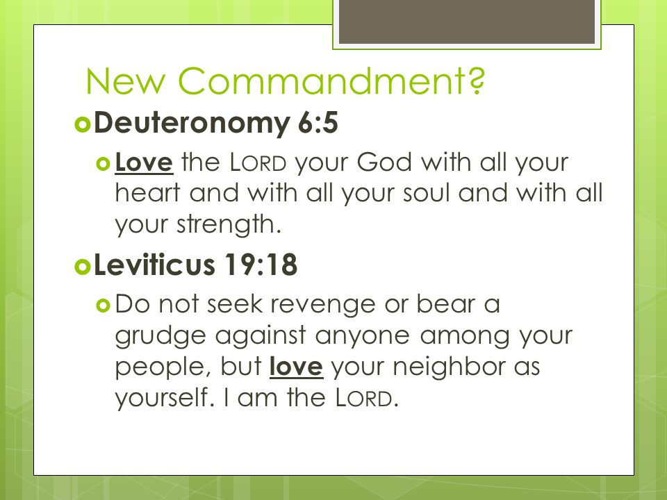 New Commandment Deuteronomy 6:5 Leviticus 19:18