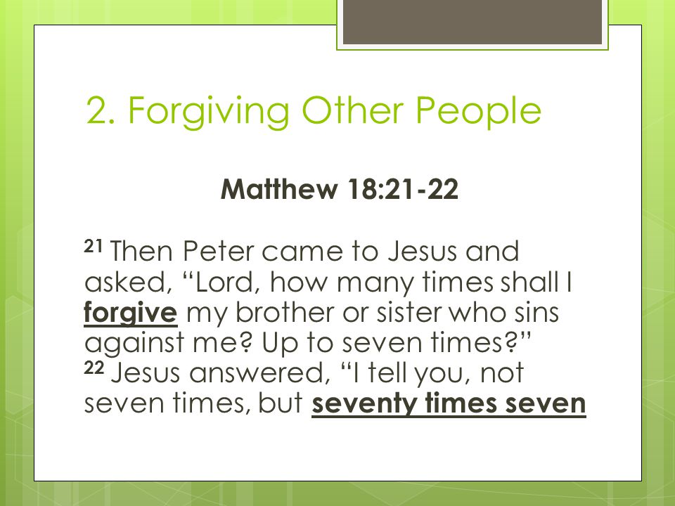 2. Forgiving Other People