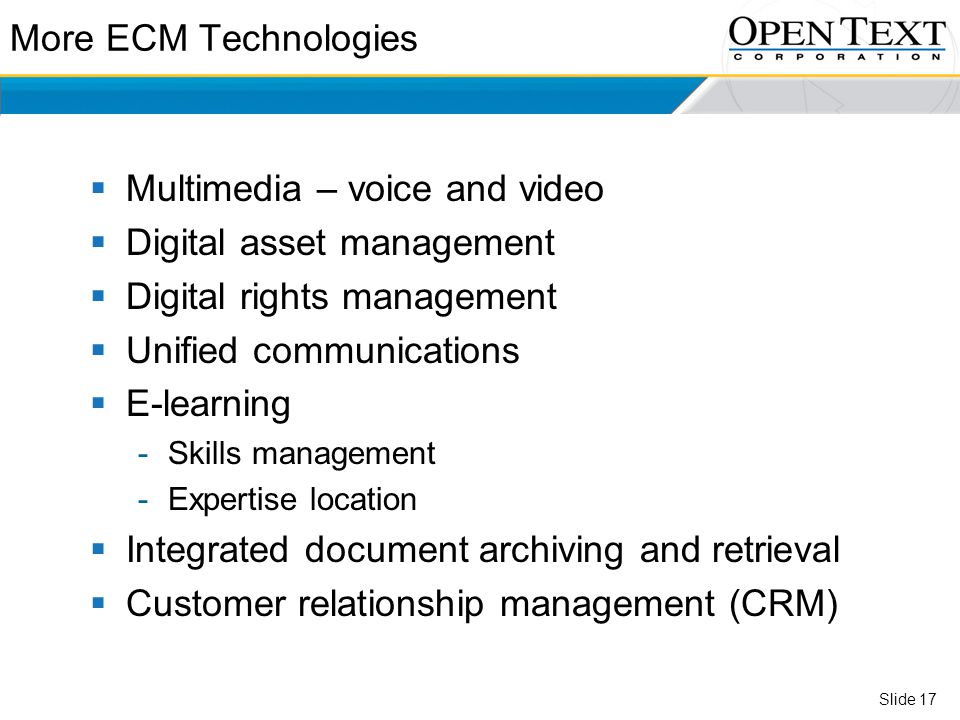 Multimedia – voice and video Digital asset management