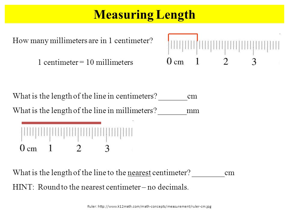 Measuring Length How many millimeters are in 1 centimeter