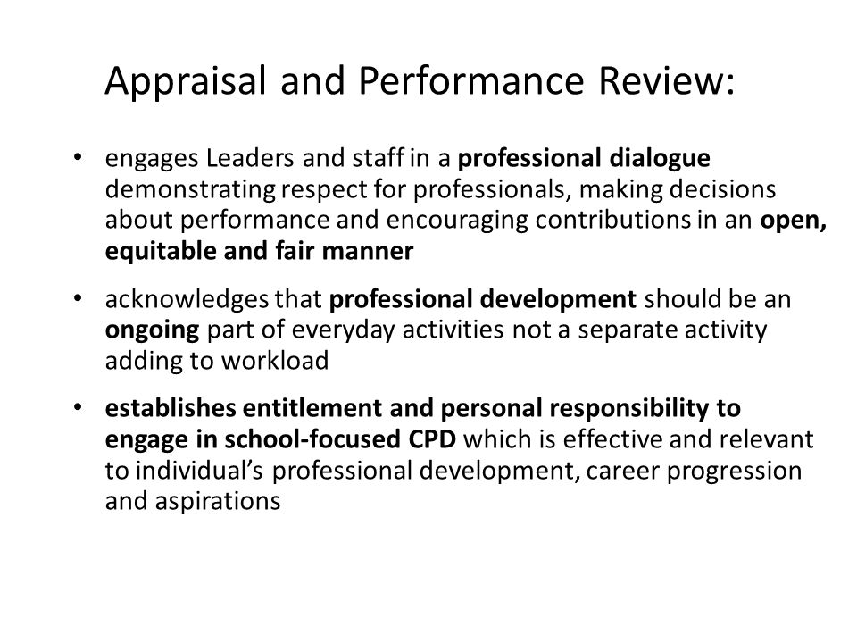 Appraisal and Performance Review: