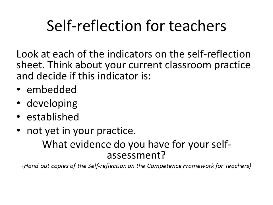 Self-reflection for teachers