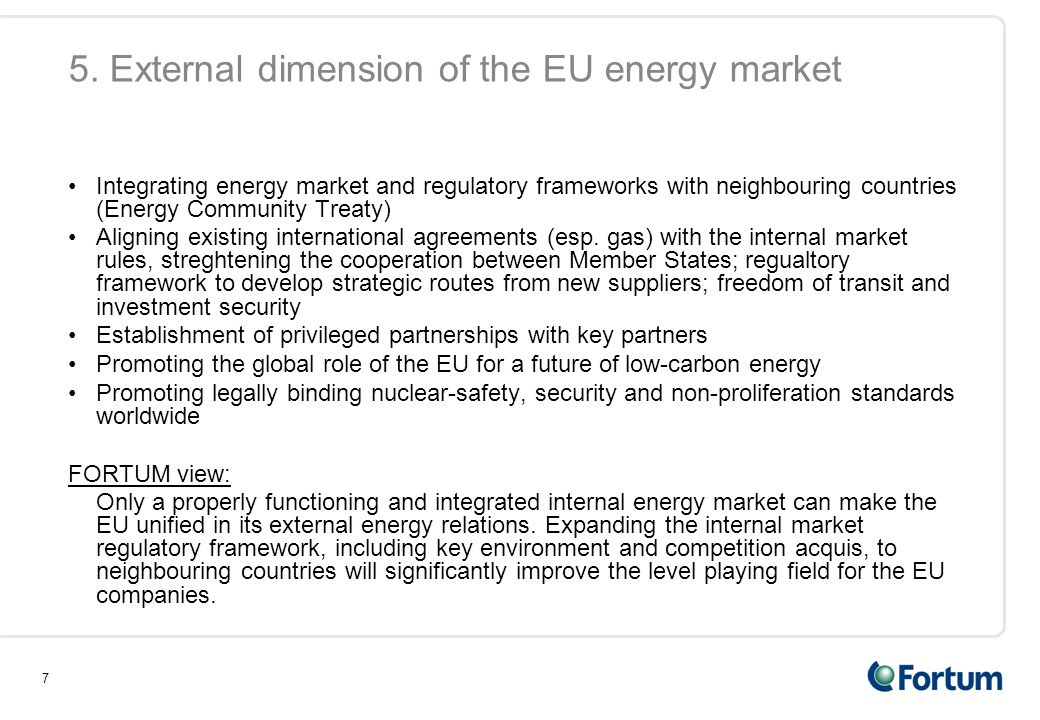 5. External dimension of the EU energy market
