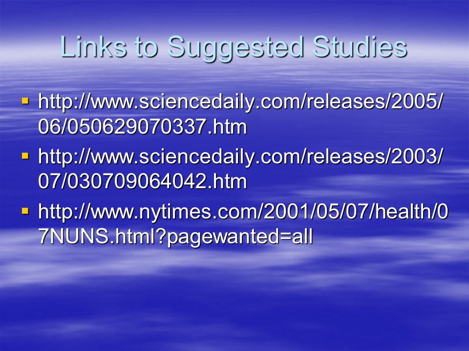 Links to Suggested Studies
