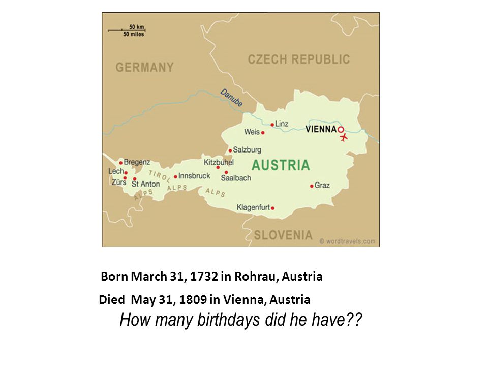 Born March 31, 1732 in Rohrau, Austria