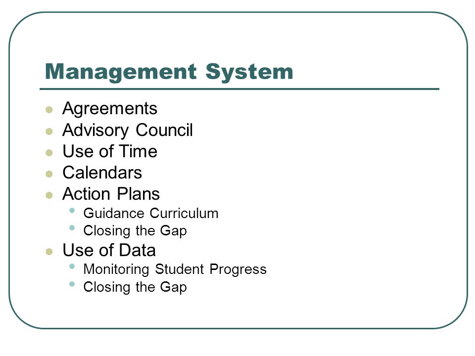 Management System Agreements Advisory Council Use of Time Calendars