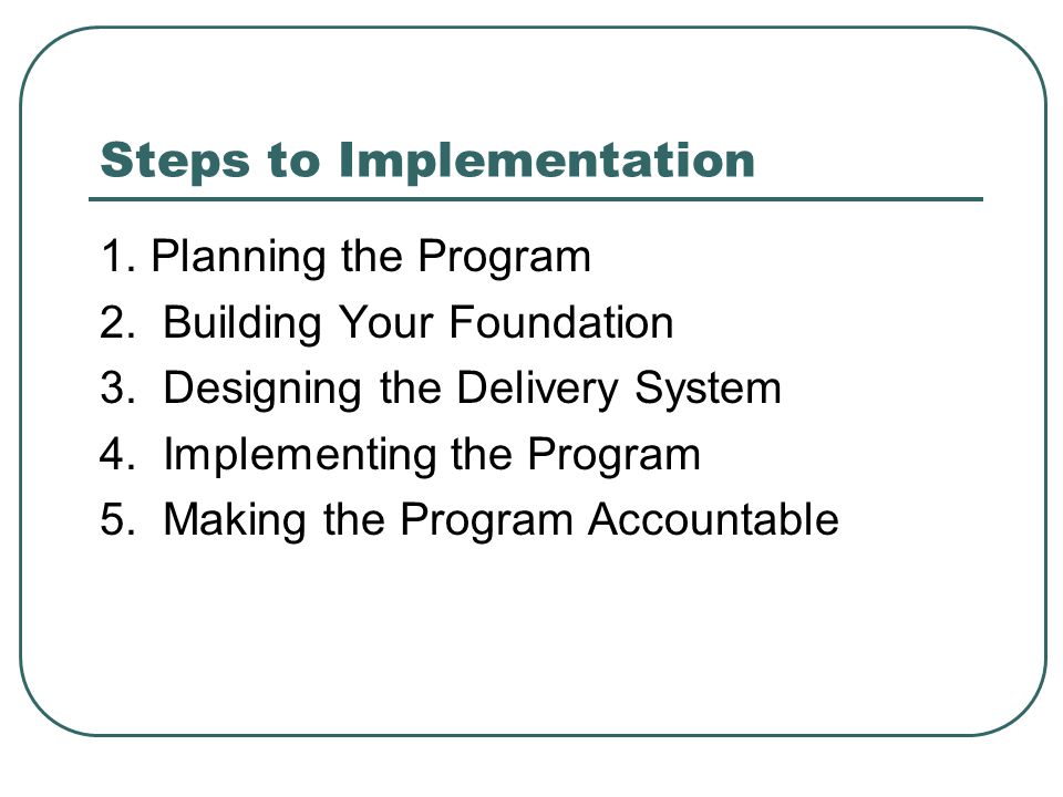 Steps to Implementation