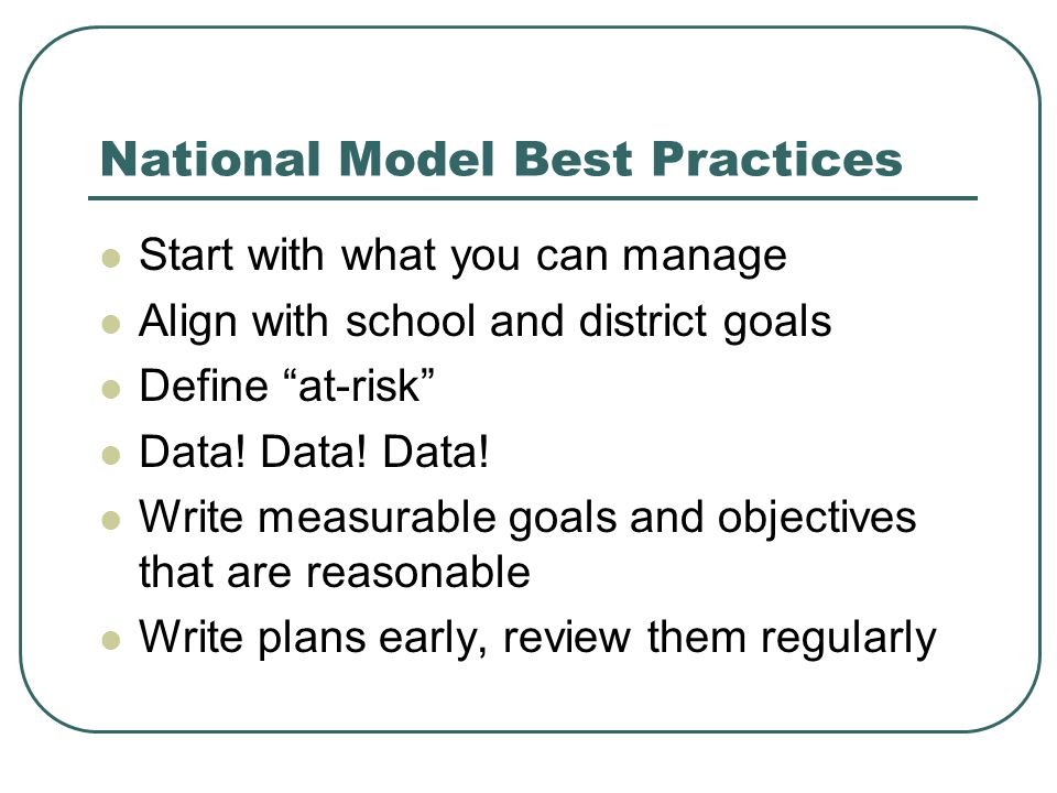 National Model Best Practices
