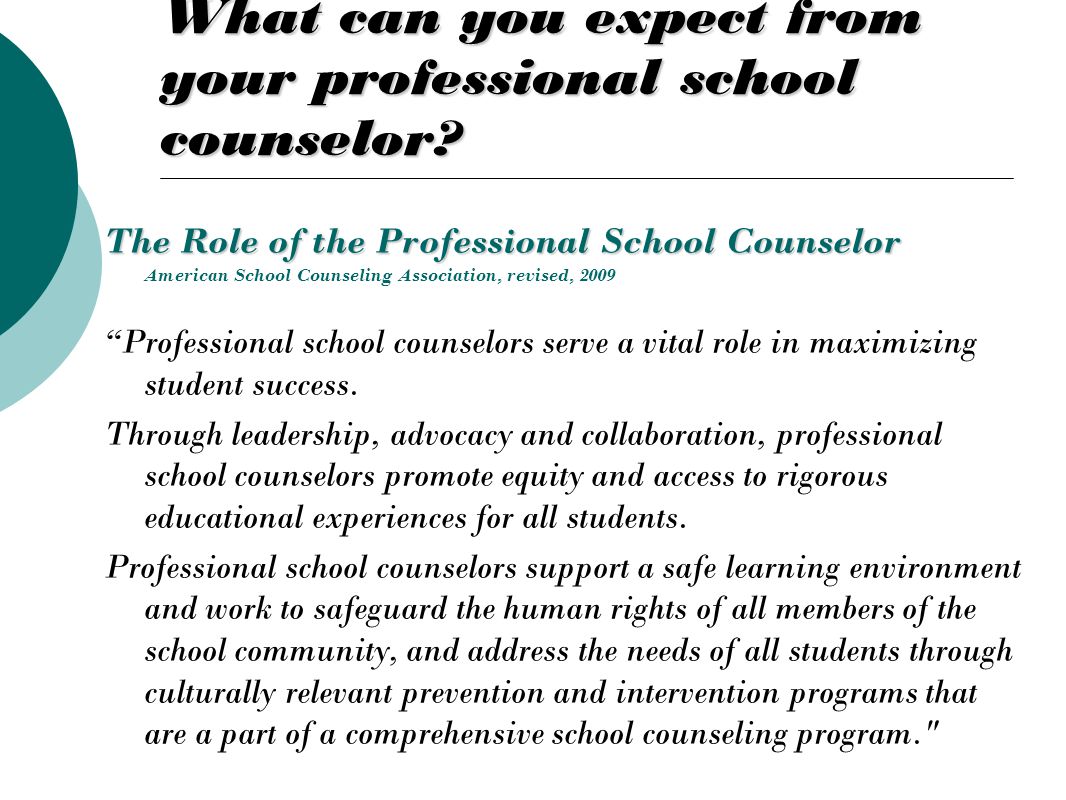 What can you expect from your professional school counselor