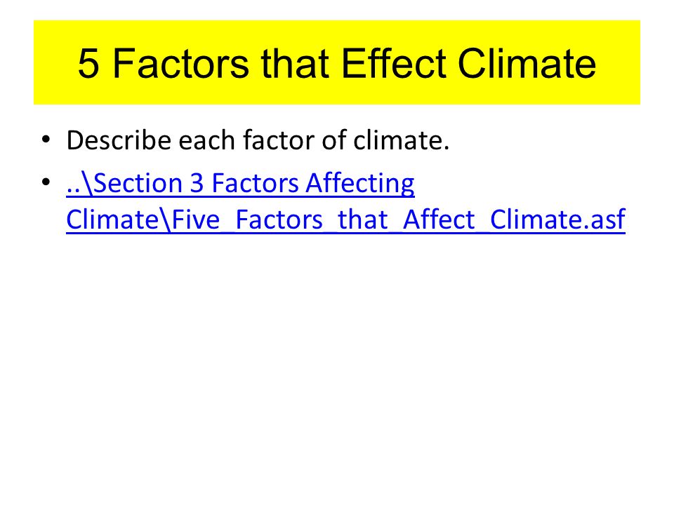 5 Factors that Effect Climate
