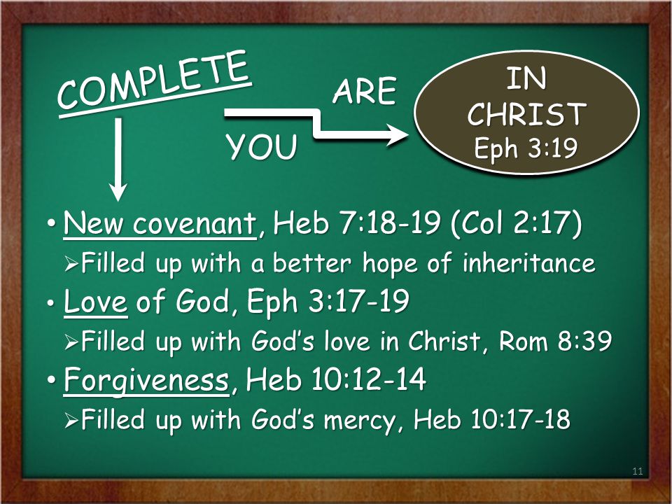 COMPLETE ARE YOU IN CHRIST Eph 3:19