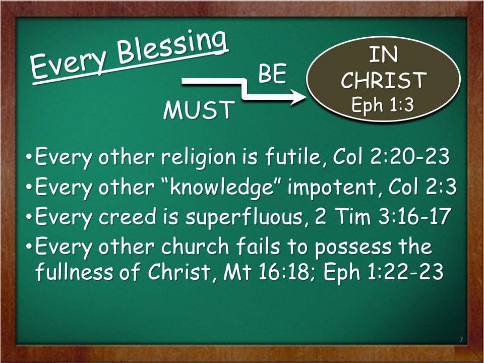 Every Blessing BE MUST IN CHRIST Eph 1:3