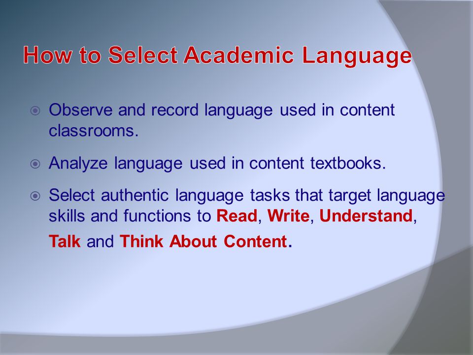 How to Select Academic Language