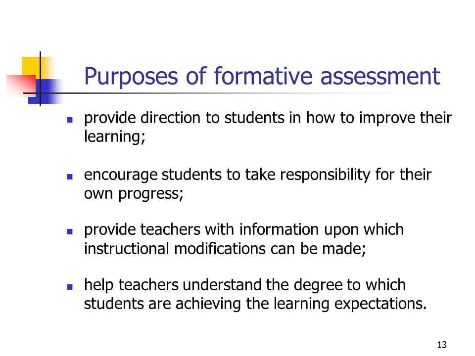 Purposes of formative assessment
