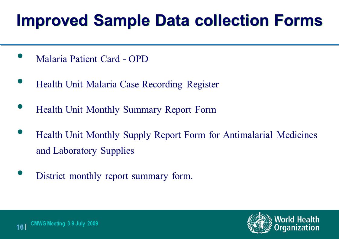 Improved Sample Data collection Forms