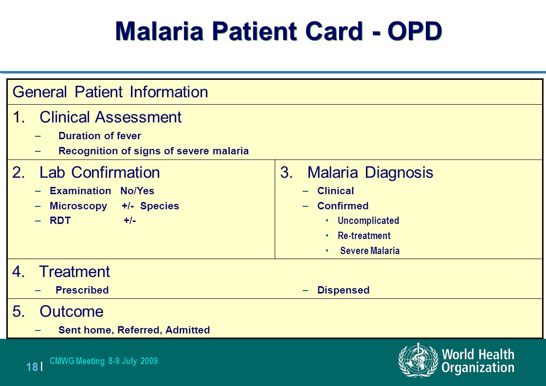 Malaria Patient Card - OPD