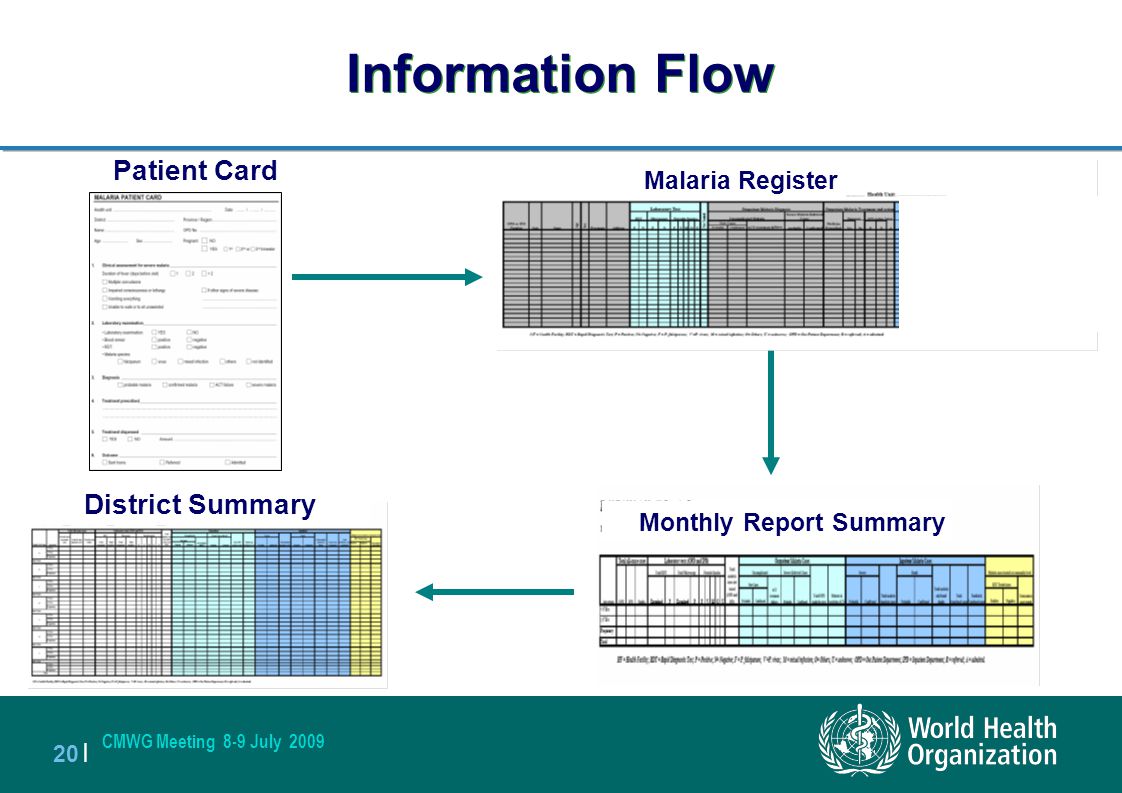 Information Flow Patient Card District Summary Malaria Register