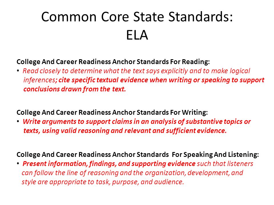 Common Core State Standards: ELA