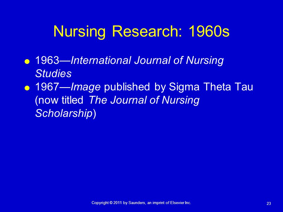 Nursing Research: 1960s 1963—International Journal of Nursing Studies