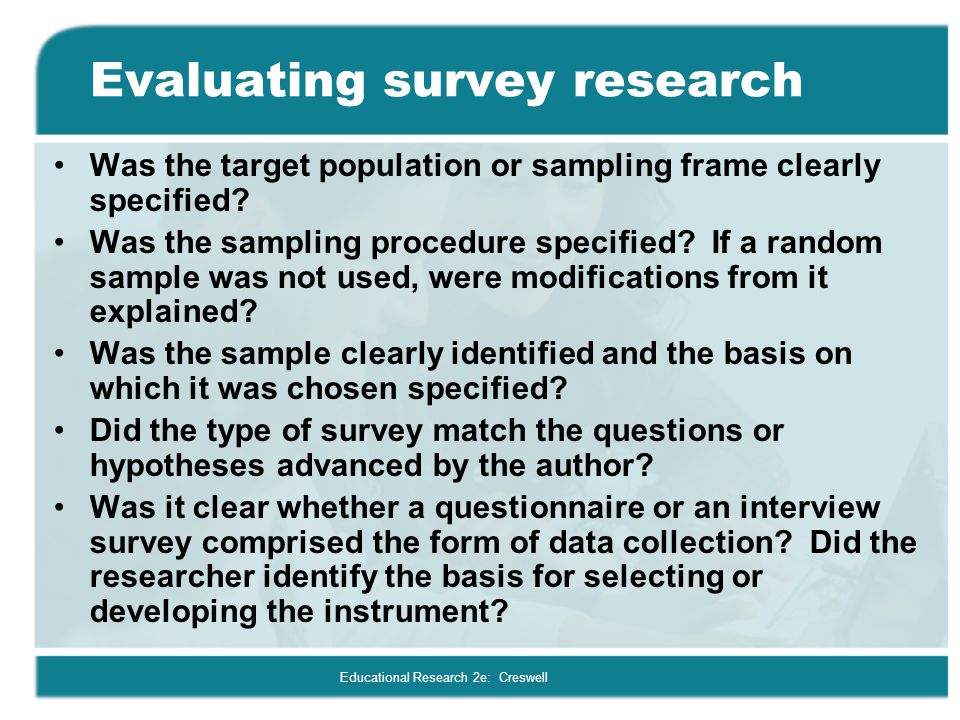 Evaluating survey research